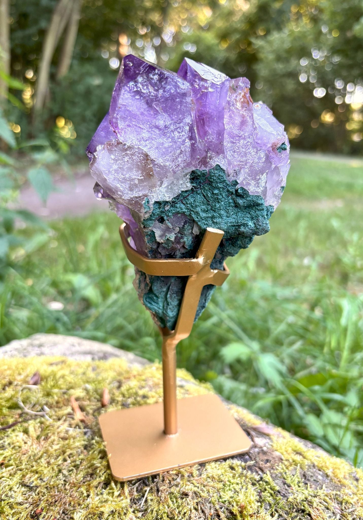Amethyst Spitzen mit Calcit