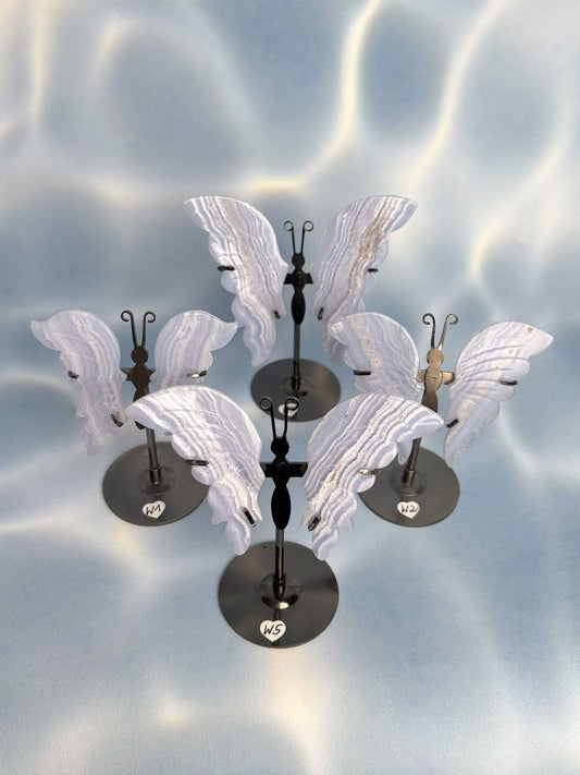 Blauer Spitzenachat / Blue Lace Agate Schmetterlinge