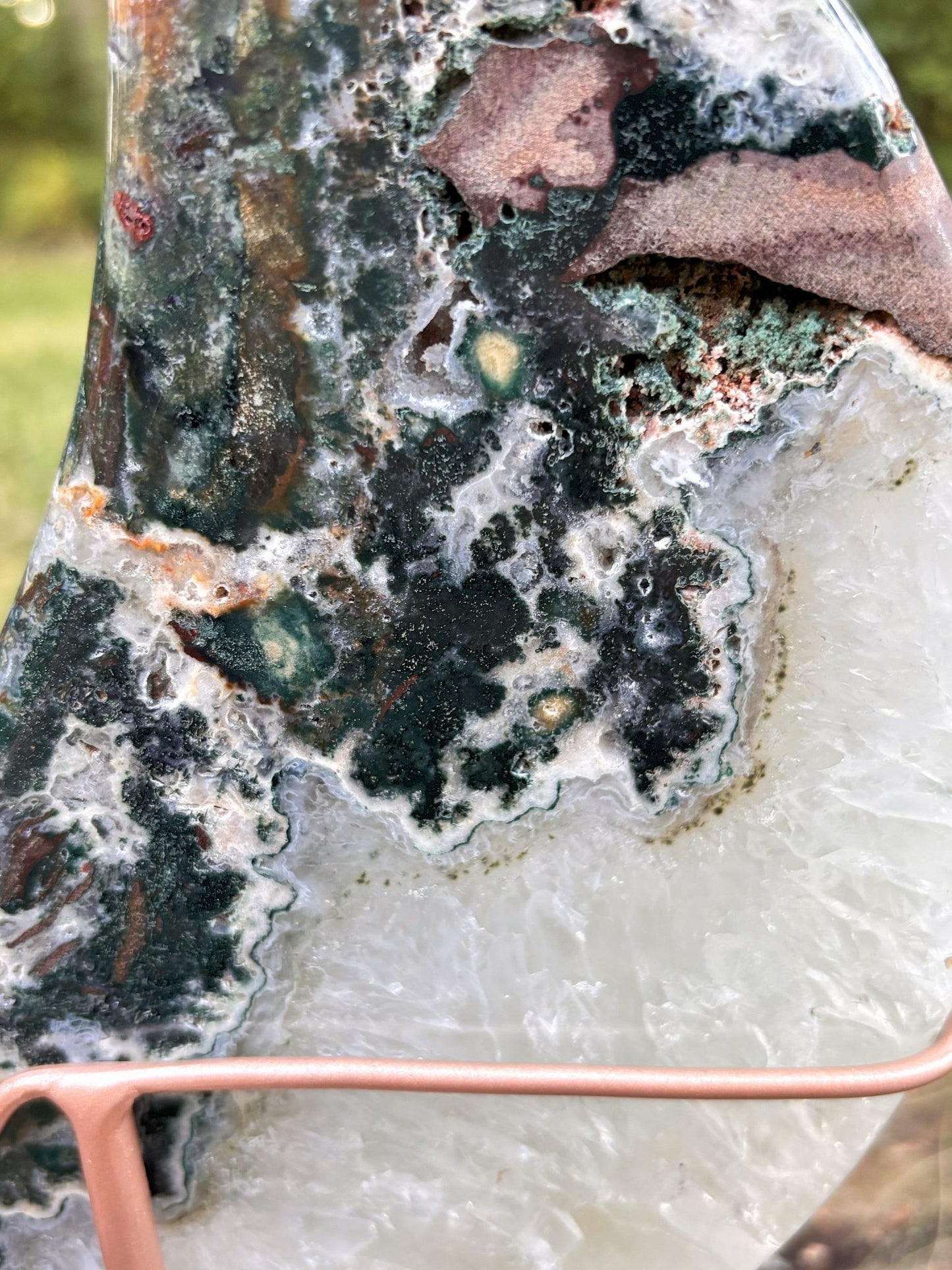 Grüner Jaspis & Achat Mond