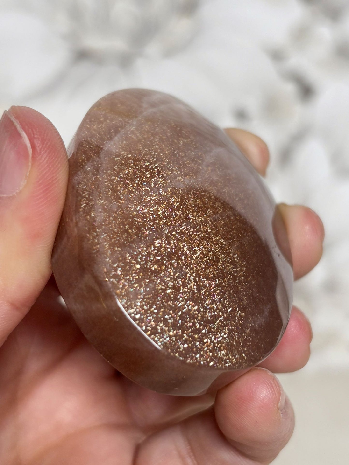 Pfirsich Mondstein & Sonnenstein Handstein