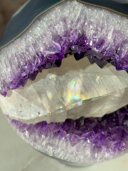 Amethyst Sphere mit Regenbogen Calcit 🌈