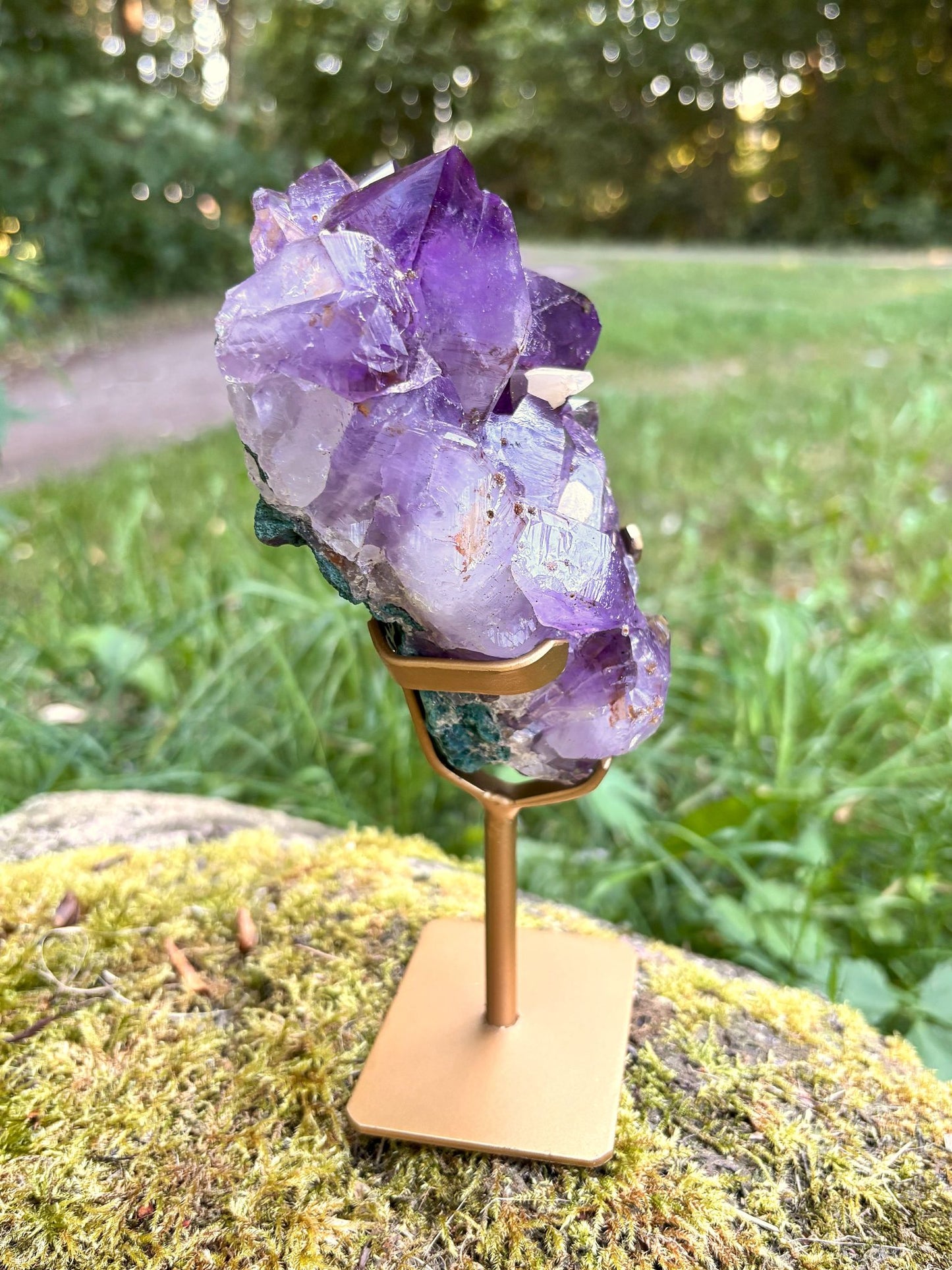 Amethyst Spitzen mit Calcit