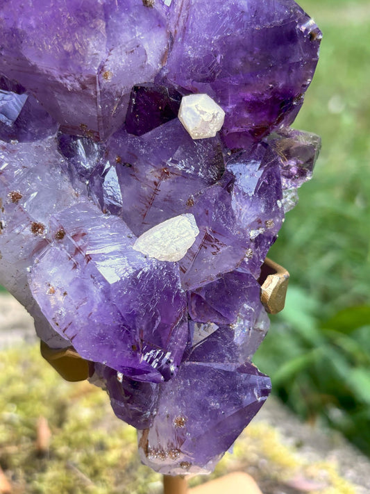 Amethyst Spitzen mit Calcit