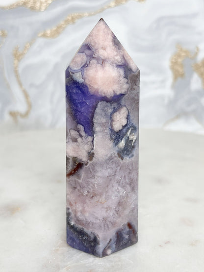 Blauer Blumenachat Turm Nr. 4