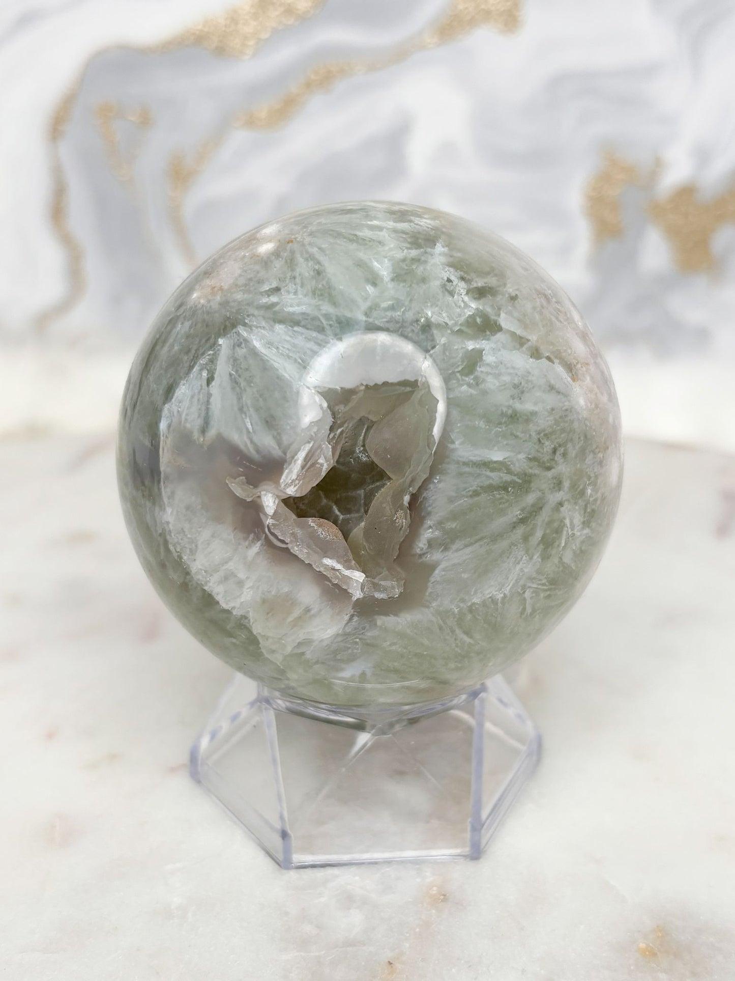 Grünquarz Blumenachat Kugel Nr. 2