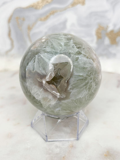 Grünquarz Blumenachat Kugel Nr. 2