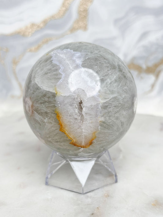 Grünquarz Blumenachat Kugel Nr. 4