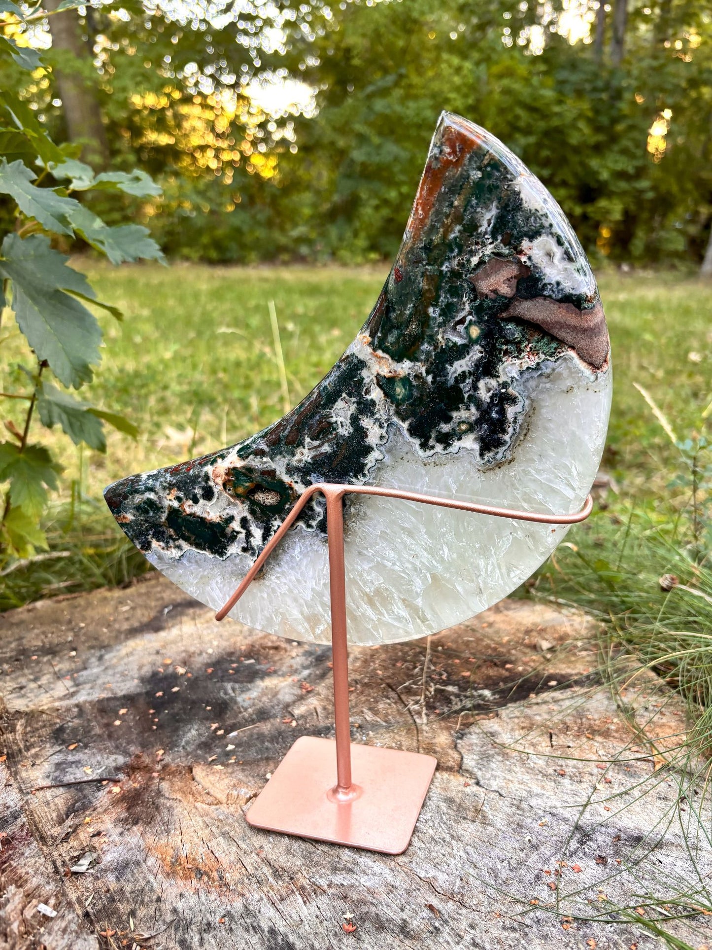 Grüner Jaspis & Achat Mond