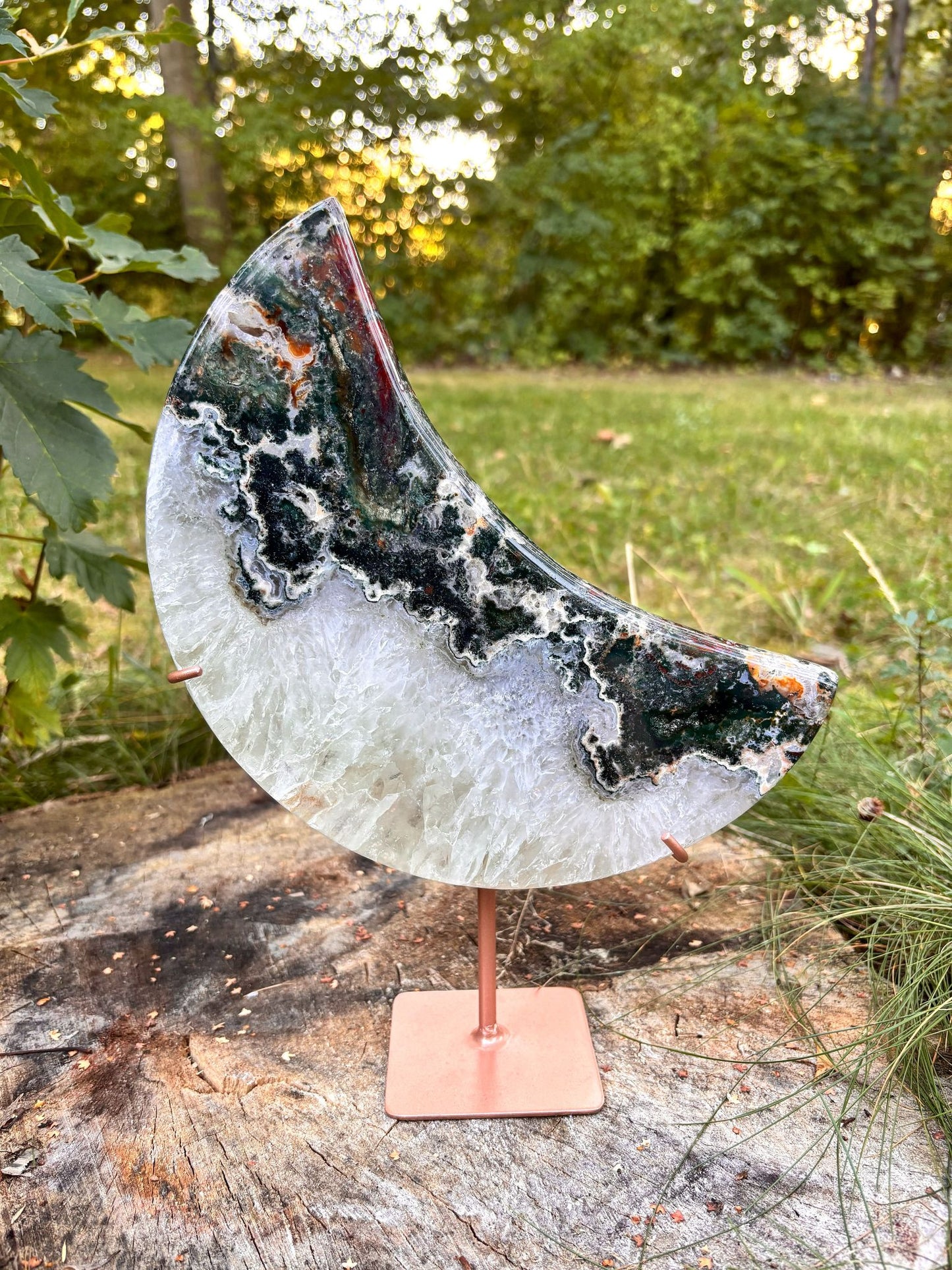 Grüner Jaspis & Achat Mond