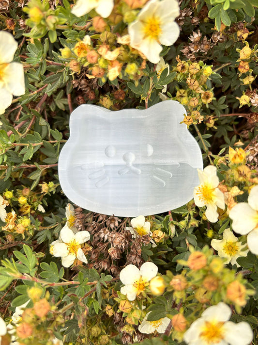 Katzen Schale aus Selenit