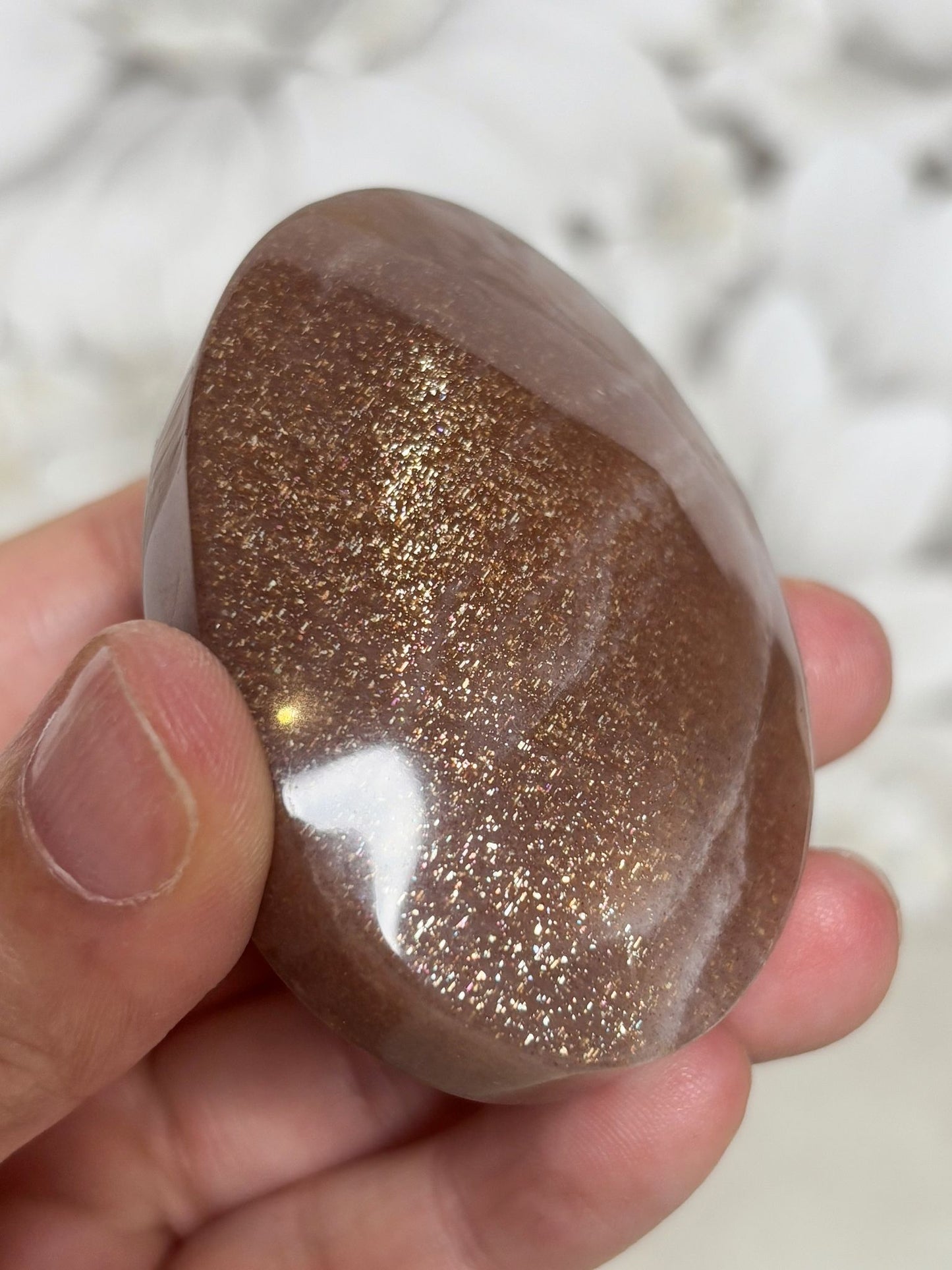 Pfirsich Mondstein & Sonnenstein Handstein