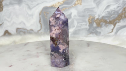 Blauer Blumenachat Turm Nr. 4