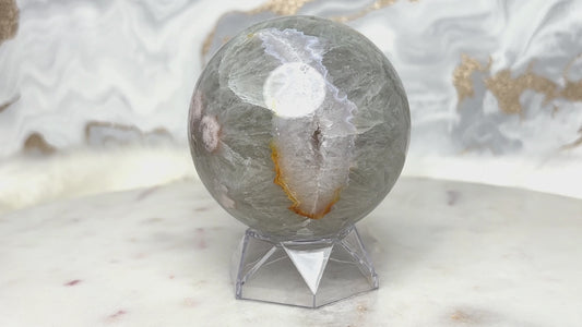 Grünquarz Blumenachat Kugel Nr. 4