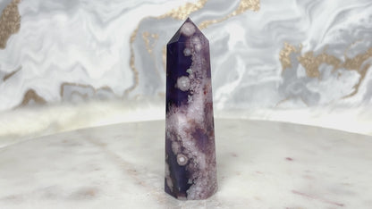 Blauer Blumenachat Turm Nr. 1