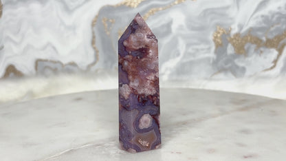 Blauer Blumenachat Turm Nr. 2