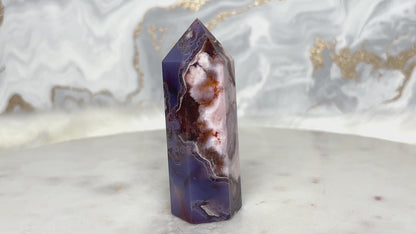 Blauer Blumenachat Turm Nr. 3