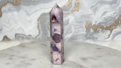 Blauer Blumenachat Turm Nr. 5